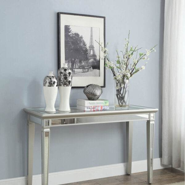 Mirrored-Console with Tampered glass Top